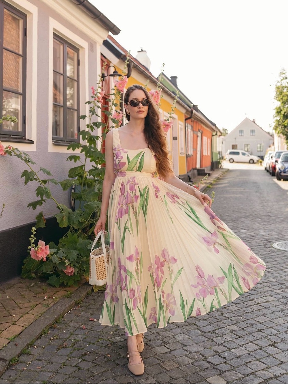 Floral Pleated Maxi Dress Vacation Dress 8